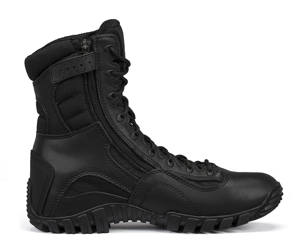 Belleville, Men's, 8", KHYBER, TR960Z, Hot Weather Lightweight Side-Zip Tactical Boot, Black, 4, Regular, TR960Z 040R