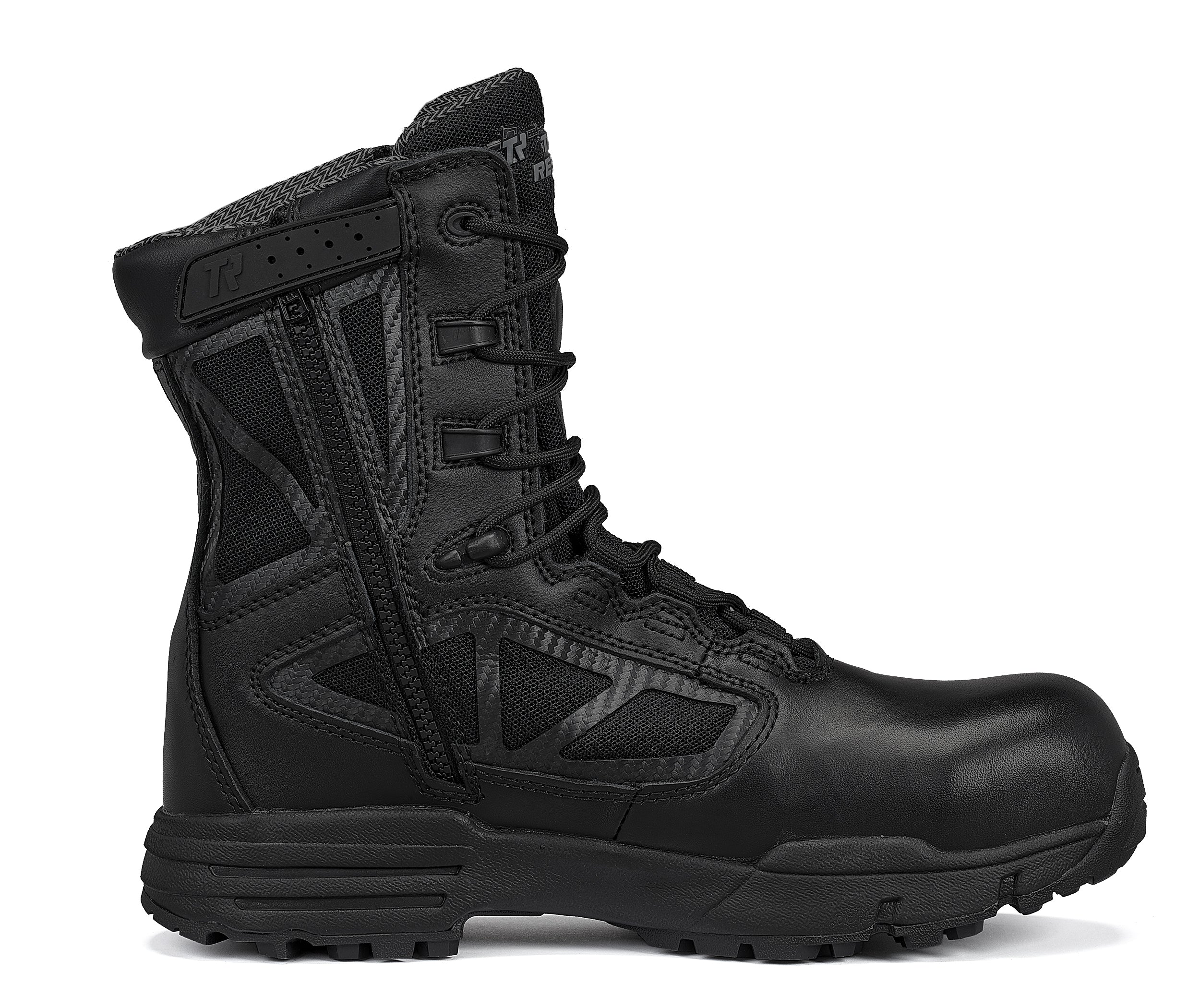 Belleville, Men's, 8", CHROME, TR998ZWPCT, Waterproof Composite Safety Toe Side-Zip Boot, Black, 4, Regular, TR998ZWPCT 040R