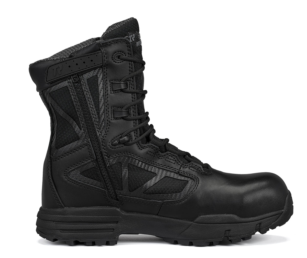 Belleville, Men's, 8", CHROME, TR998ZWPCT, Waterproof Composite Safety Toe Side-Zip Boot, Black, 4, Regular, TR998ZWPCT 040R
