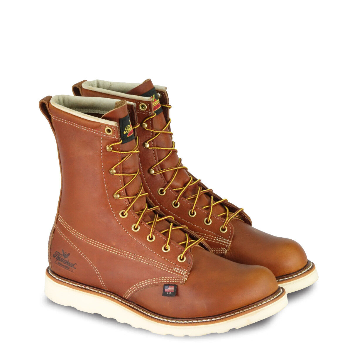 Thorogood American Heritage – 8″ Tobacco Safety Toe – Plain Toe MAXWEAR Wedge™ Work Boots 804-4364