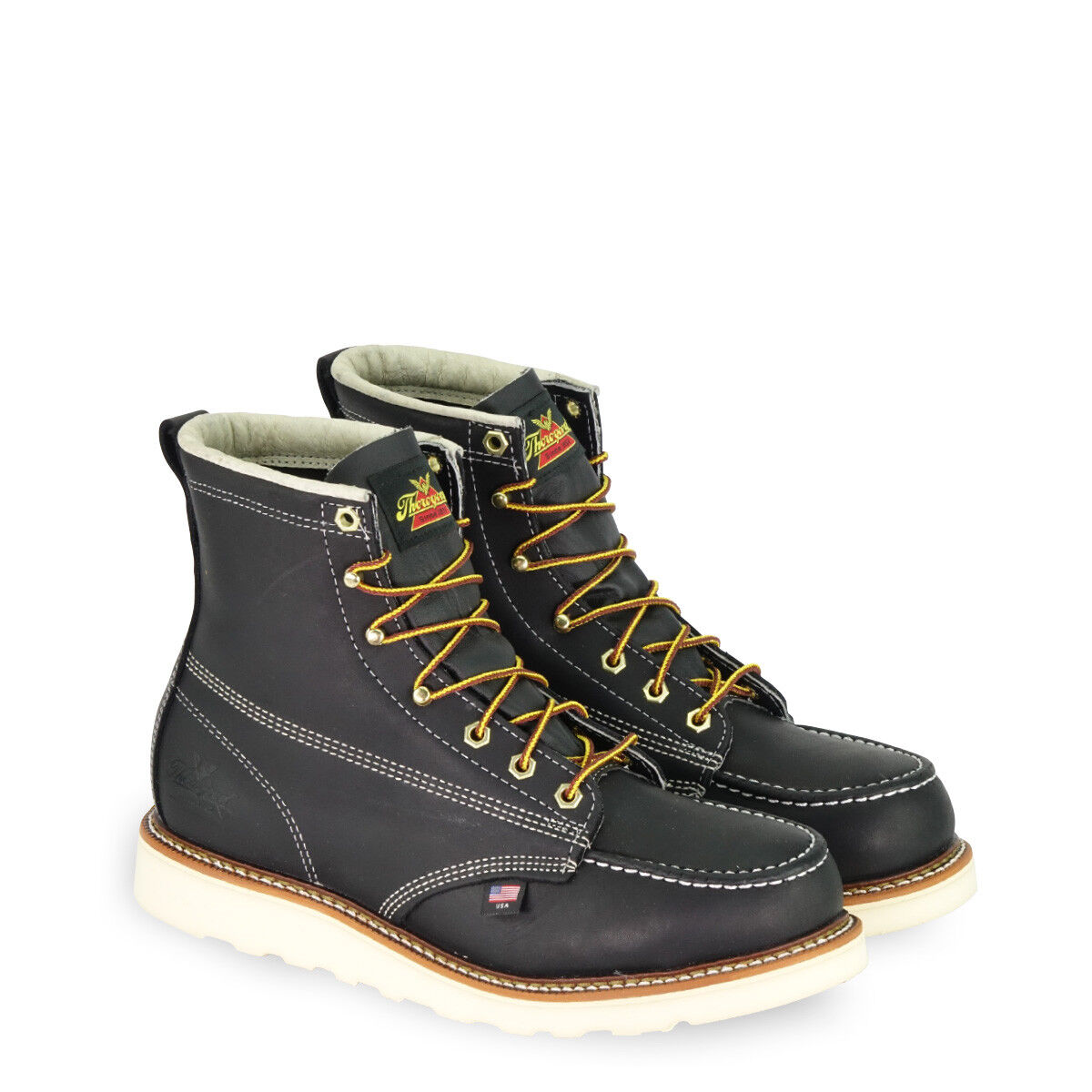 Thorogood American Heritage – 6″ Black Safety Toe – Moc Toe MAXWEAR Wedge Work Boots 804-6201