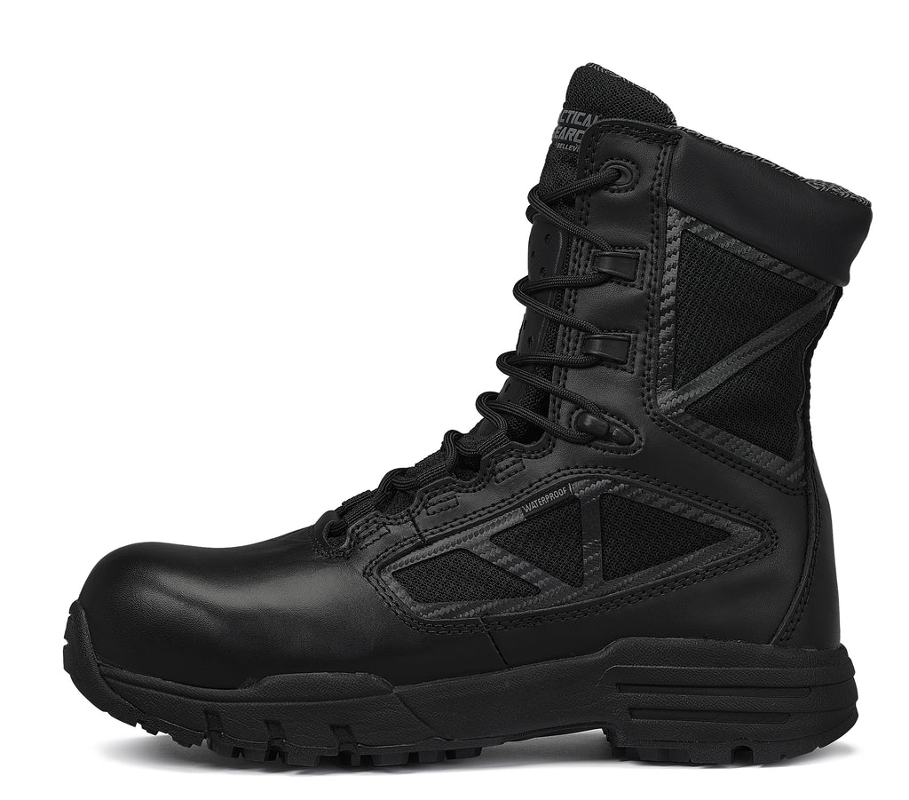 Belleville, Men's, 8", CHROME, TR998ZWPCT, Waterproof Composite Safety Toe Side-Zip Boot, Black, 4, Regular, TR998ZWPCT 040R