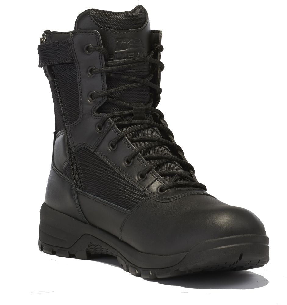 Belleville, Men's, 8", SPEAR POINT, BV918ZWP, Lightweight Side-Zip Waterproof Tactical Boot, Black, 4, Regular, BV918ZWP 040R