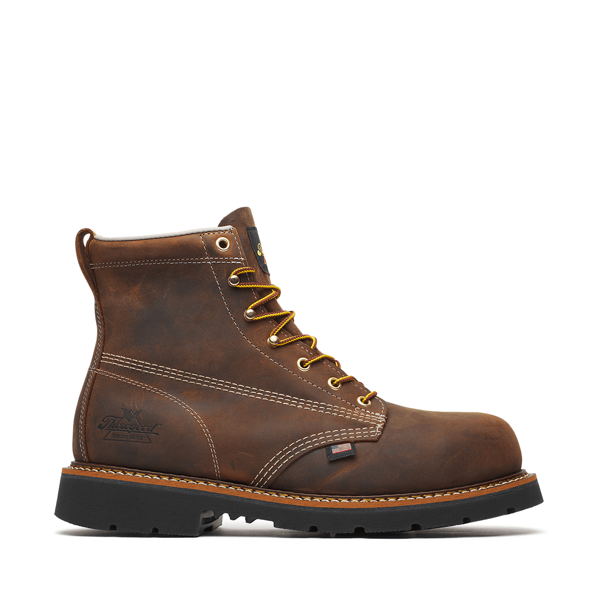 Thorogood American Heritage 6″ Crazy Horse Steel Toe Black Boots 804-4111