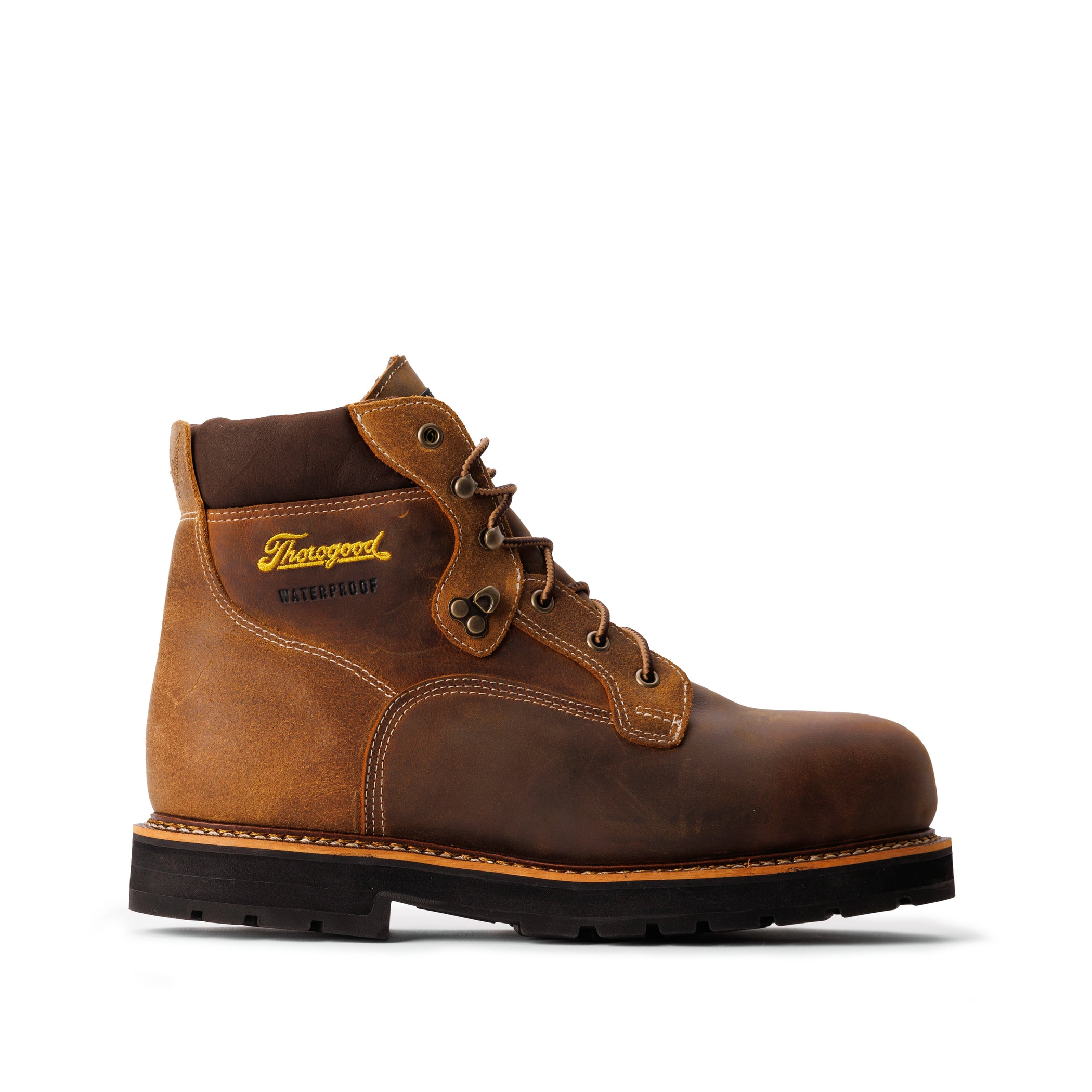 Thorogood Iron River Series Waterproof Safety Toe 6" Crazyhorse 90° Heel Boots 804-4144