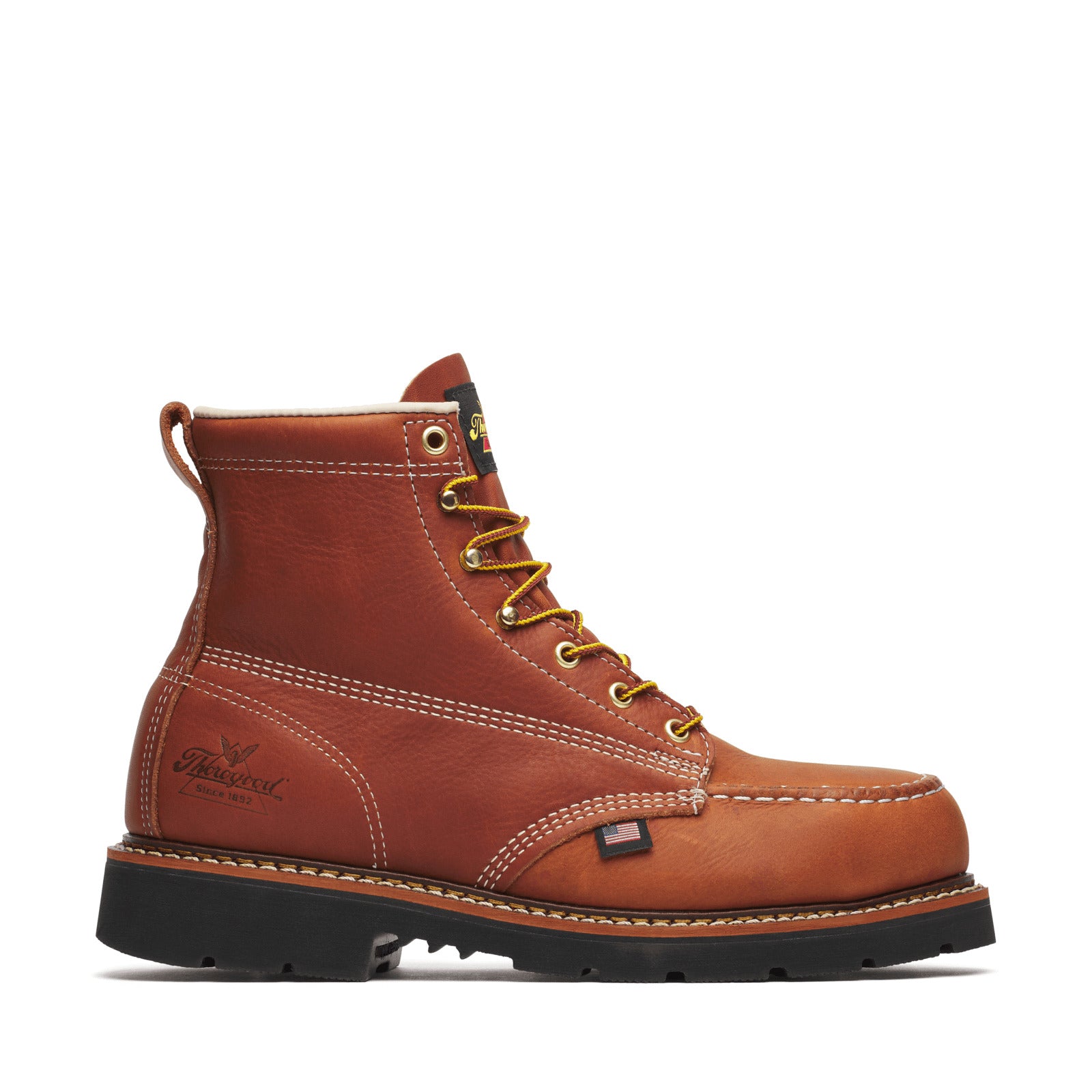 Thorogood American Heritage 6″ Tobacco Steel Moc Toe Blk 90 Work Boots 804-4189