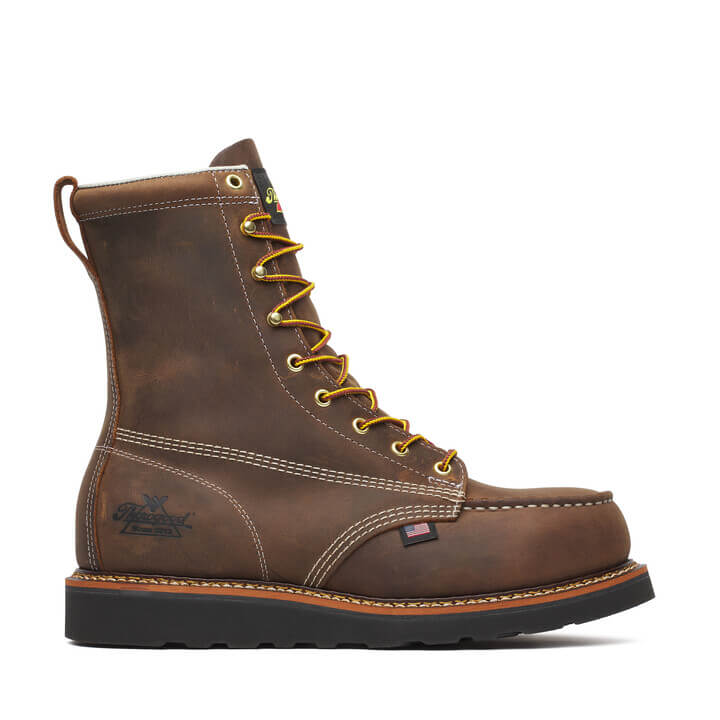 THOROGOOD AMERICAN HERITAGE 8″ TRAIL CRAZY HORSE BLACK HEEL SAFETY TOE MOC TOE MAXWEAR WEDGE™ BOOT 804-4235