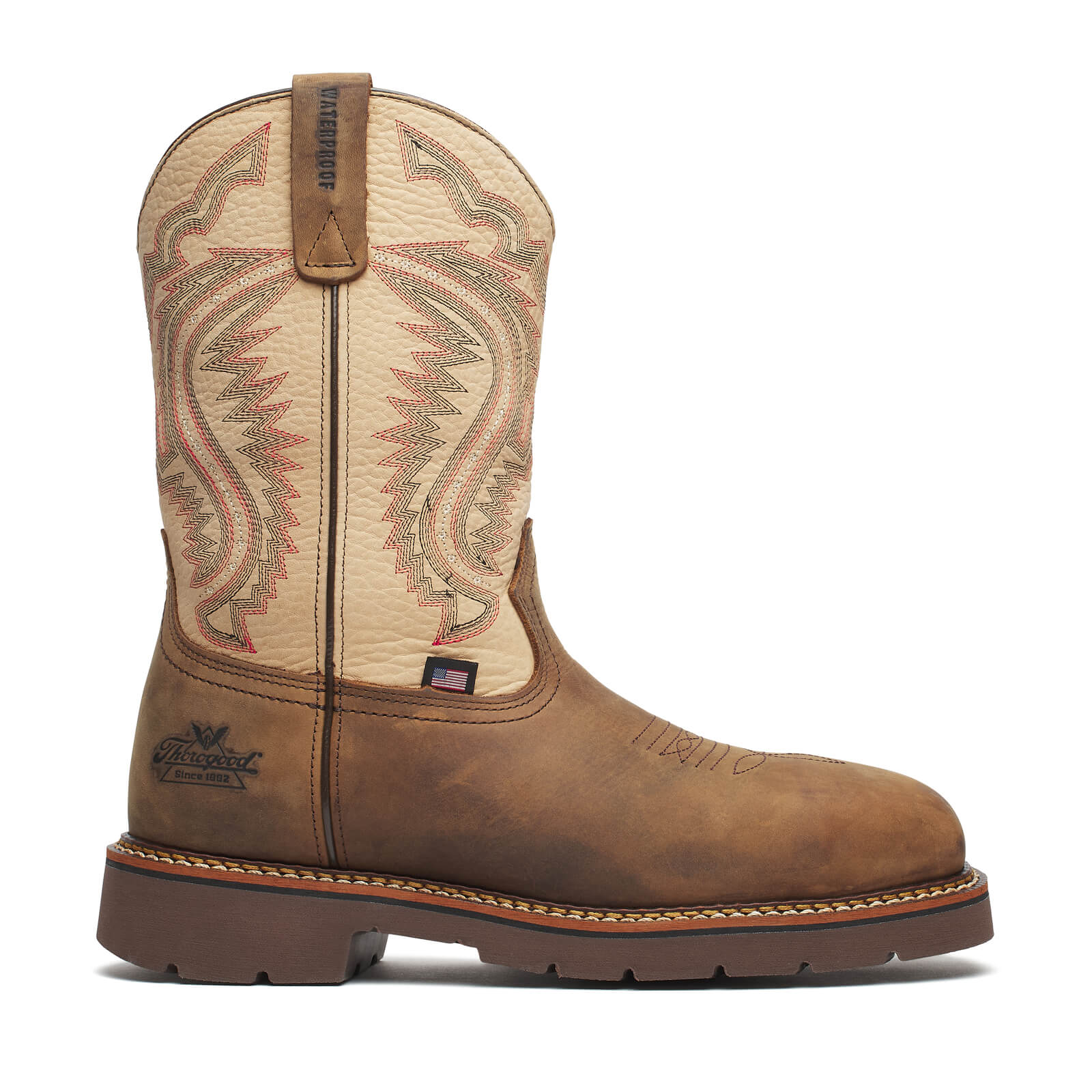 Thorogood Western Work WP 11″ Crazy Horse/rawhide Nano Sq Toe Boots 804-4307