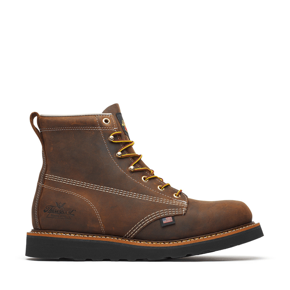 THOROGOOD AMERICAN HERITAGE 6″ CRAZY HORSE PLAIN TOE BLACK BOOTS 814-4161
