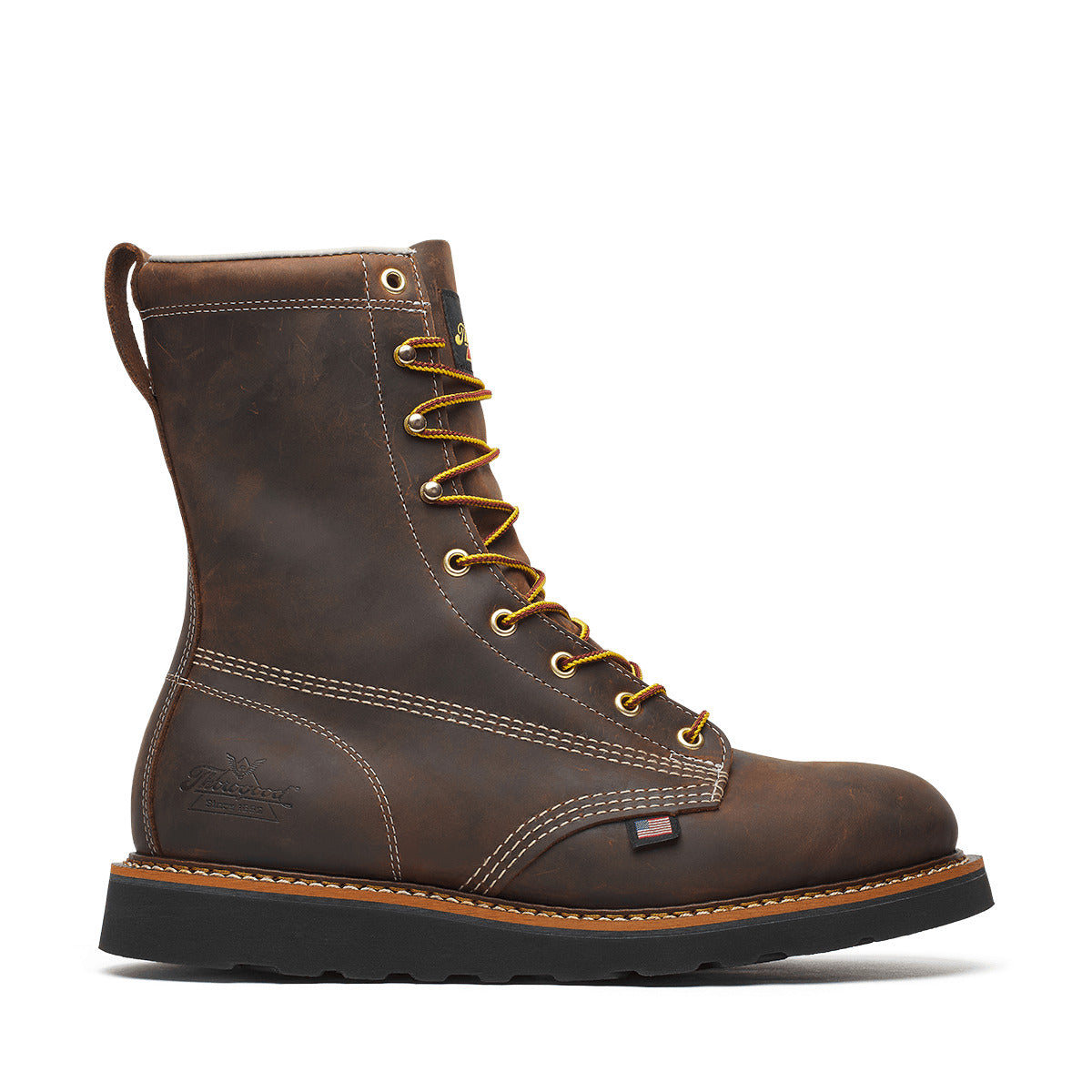 Thorogood American Heritage 8″ Crazy Horse Plain Toe Black Boots 814-4261