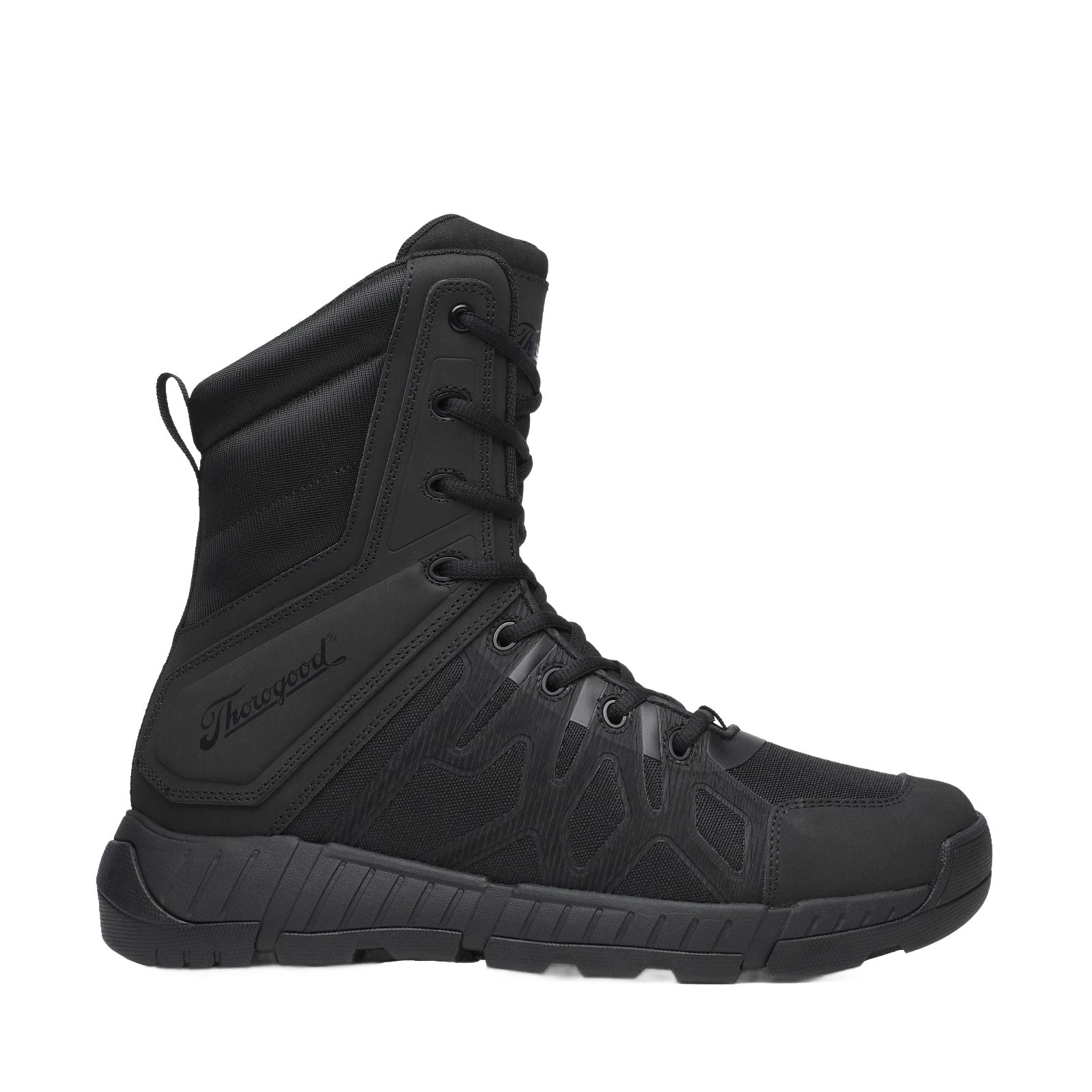 Thorogood Unisex 8" Public Safety Side Zip Work Black Boots 834-6202