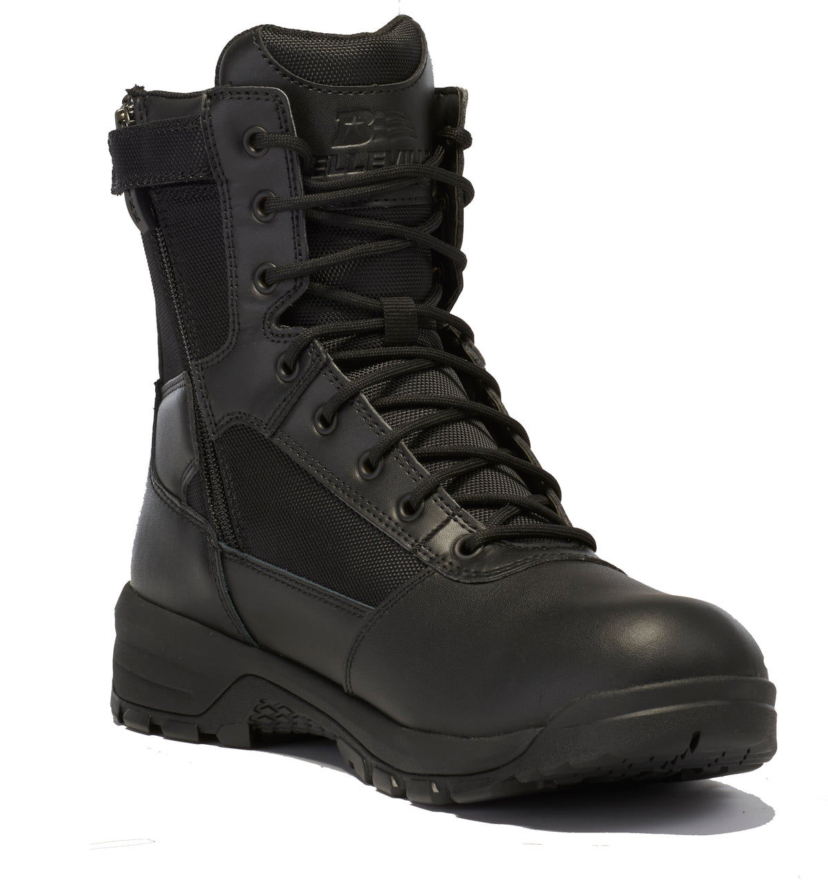Belleville, Men's, 8", SPEAR POINT, BV918ZWPCT, Waterproof Composite Safety Toe Side-Zip Tactical Boot, Black, 4, Regular, BV918ZWPCT 040R