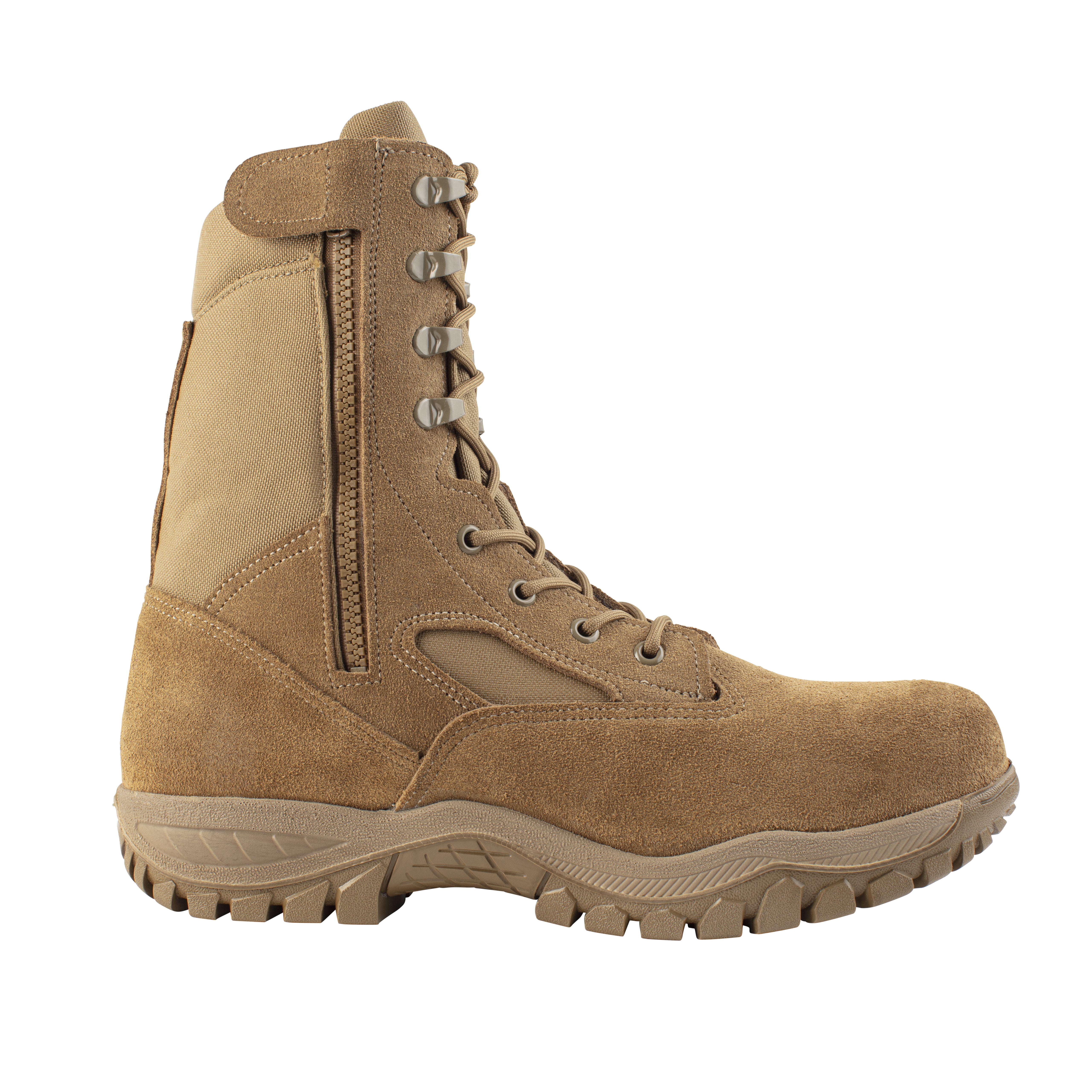 Belleville, Men's, 8", FLYWEIGHT, C312ZCT, Hot Weather Side-Zip Composite Safety Toe Boot, Coyote, 4, Regular, C312ZCT 040R