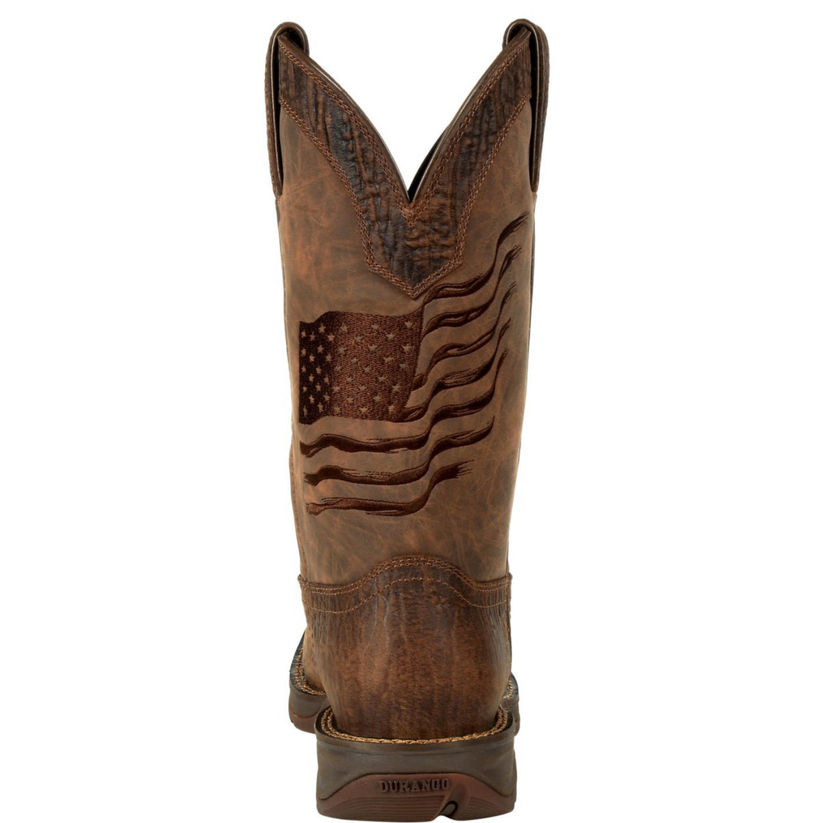 Rebel™ by Durango® Brown Distressed Flag Embroidery Western Boot