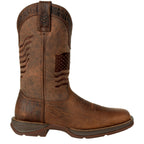 Rebel™ by Durango® Brown Distressed Flag Embroidery Western Boot