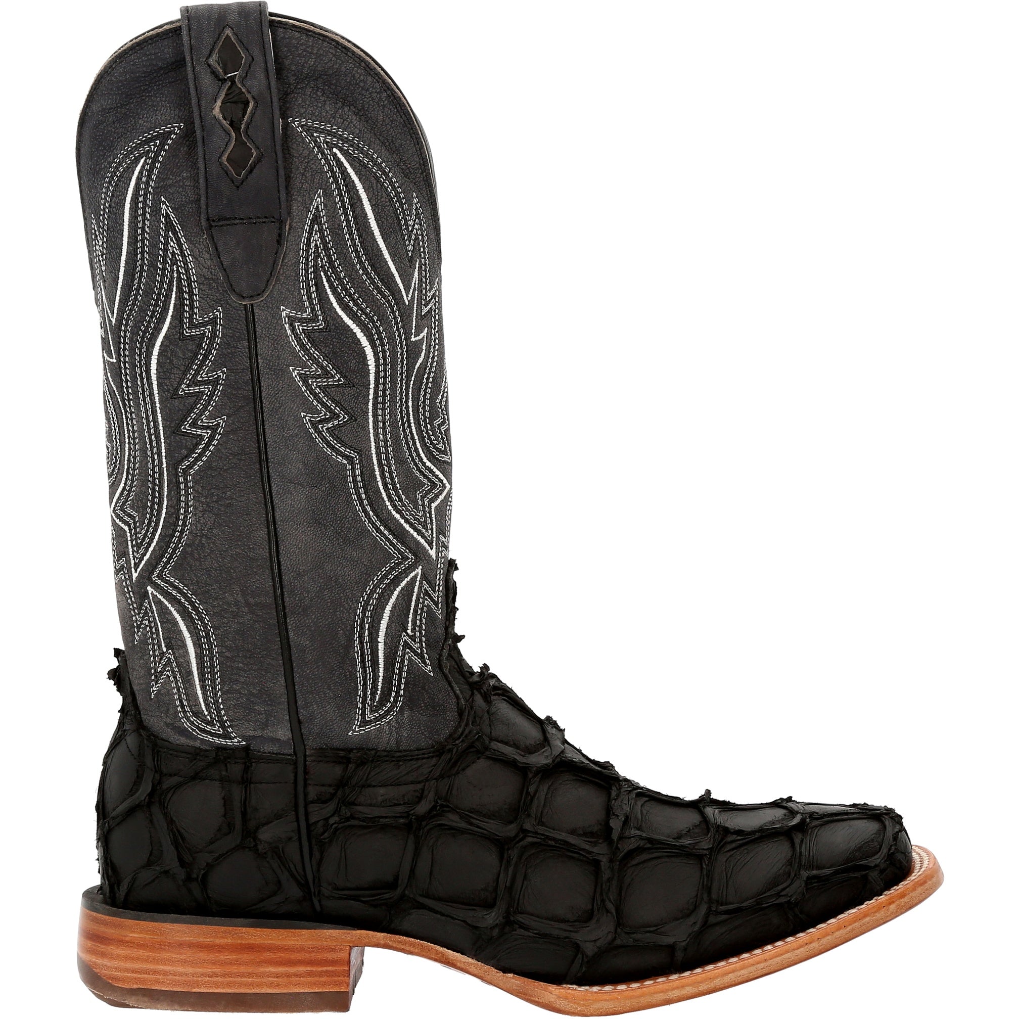 Durango® Premium Exotics™ Matte Black Pirarucu Western Boots DDB0381