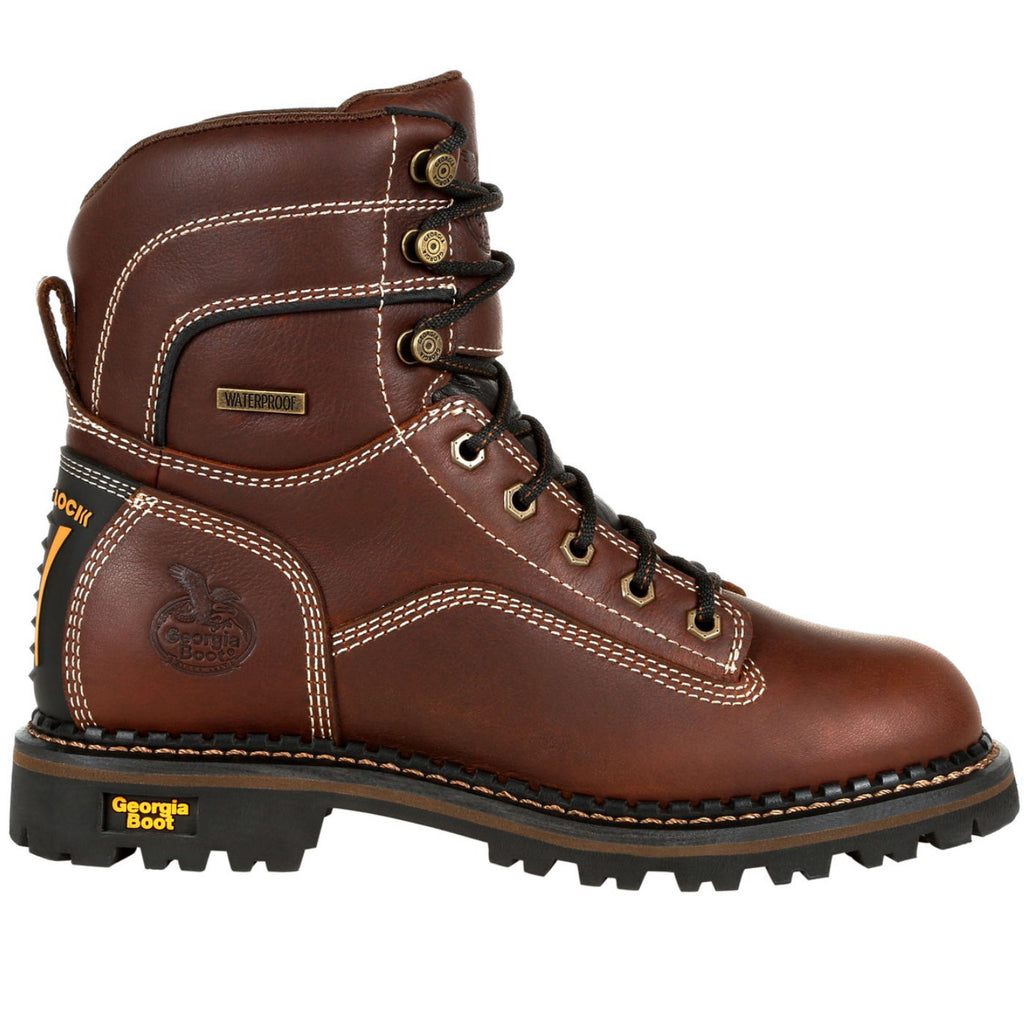 Georgia Boot AMP LT Logger Women's Alloy Toe Waterproof Low Heel Logger Boot