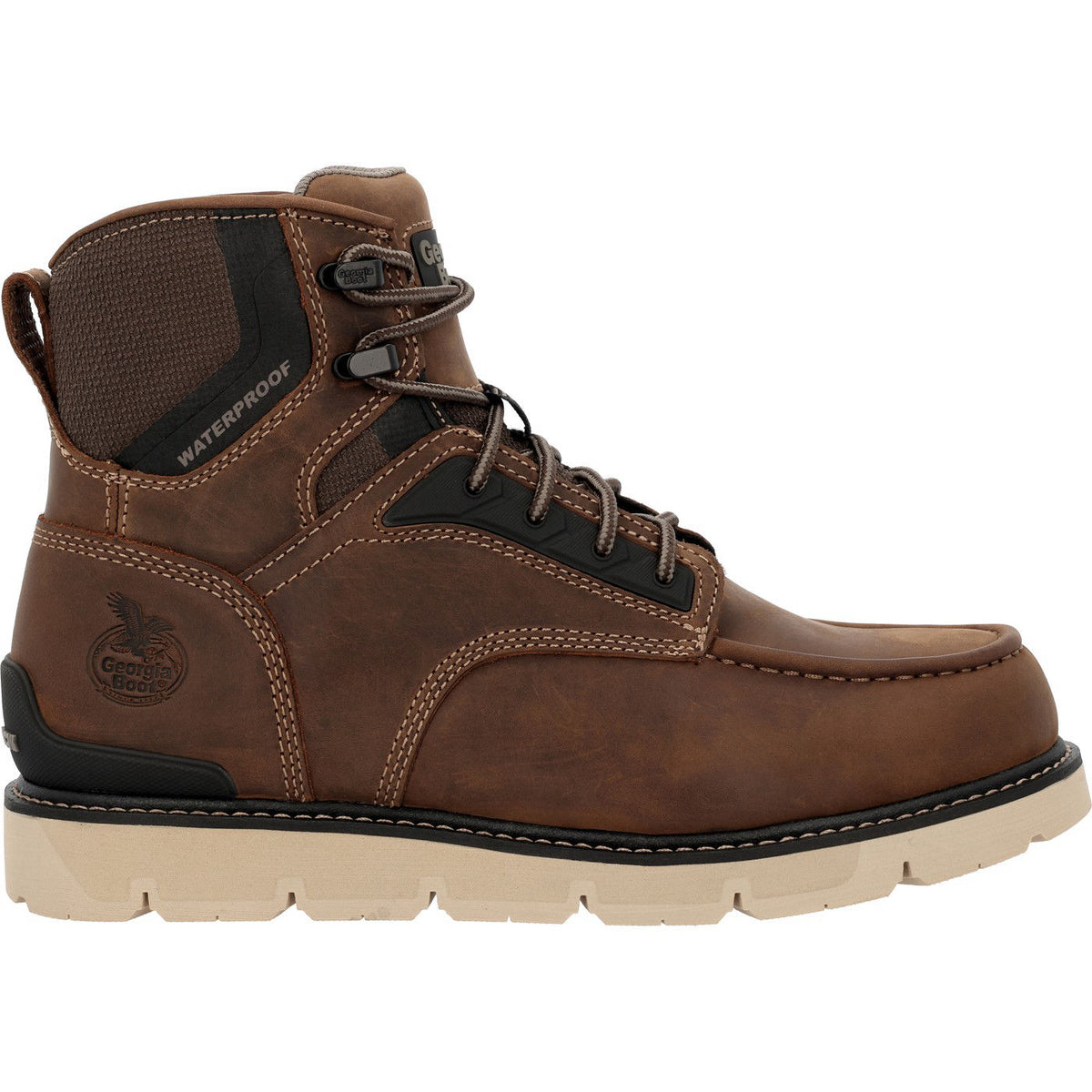Georgia Boot Men's 6" Carbon Flex Wedge Waterproof Moc-Toe Work Boot