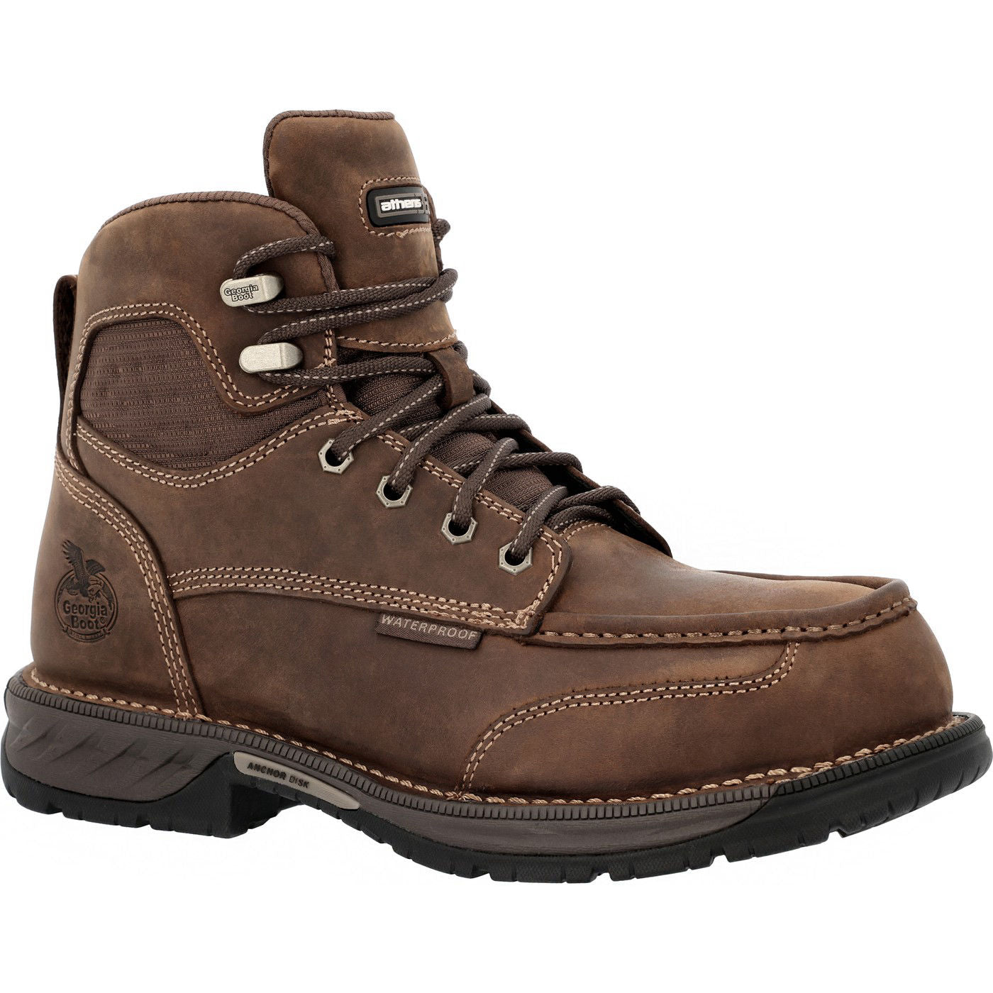 Georgia Boot Athens 360 6" Side-Zip Waterproof Nano Composite Toe Moc-Toe Work Boot