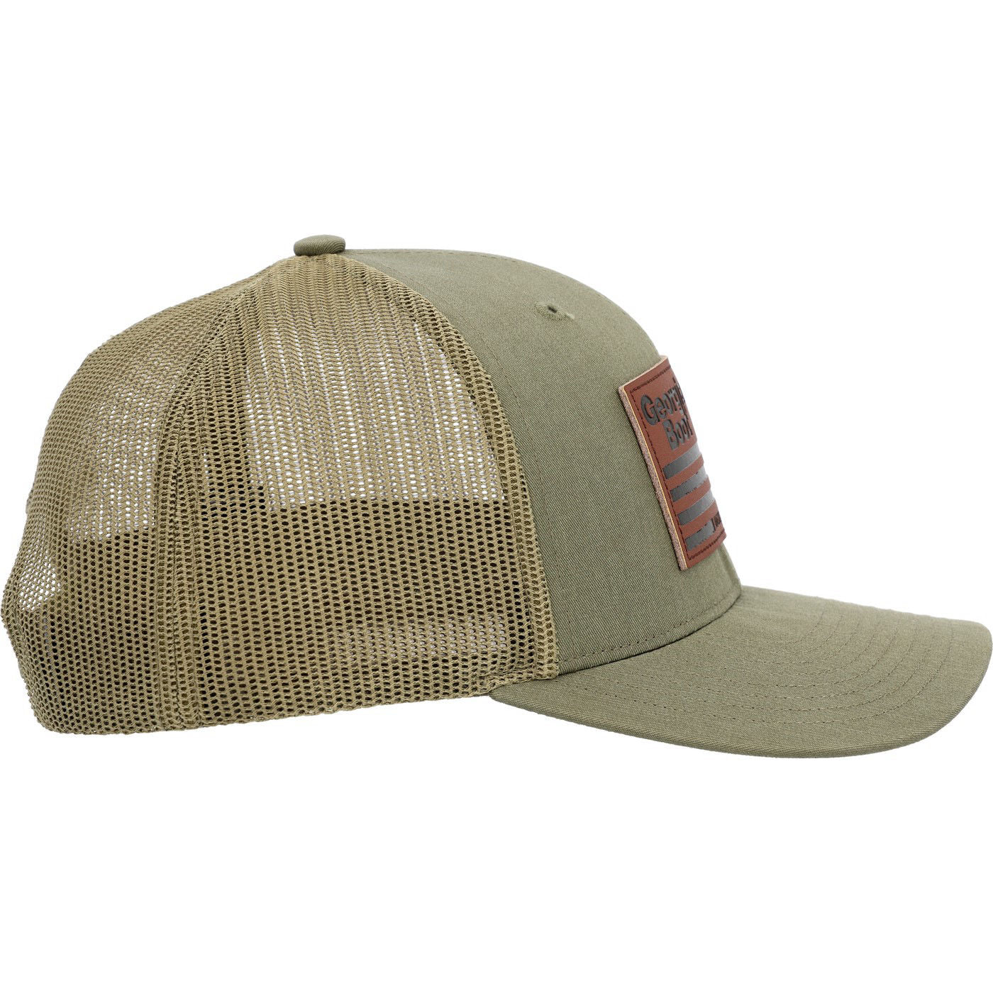 Georgia Boot Unisex Olive Green Leather Patch Trucker Hat