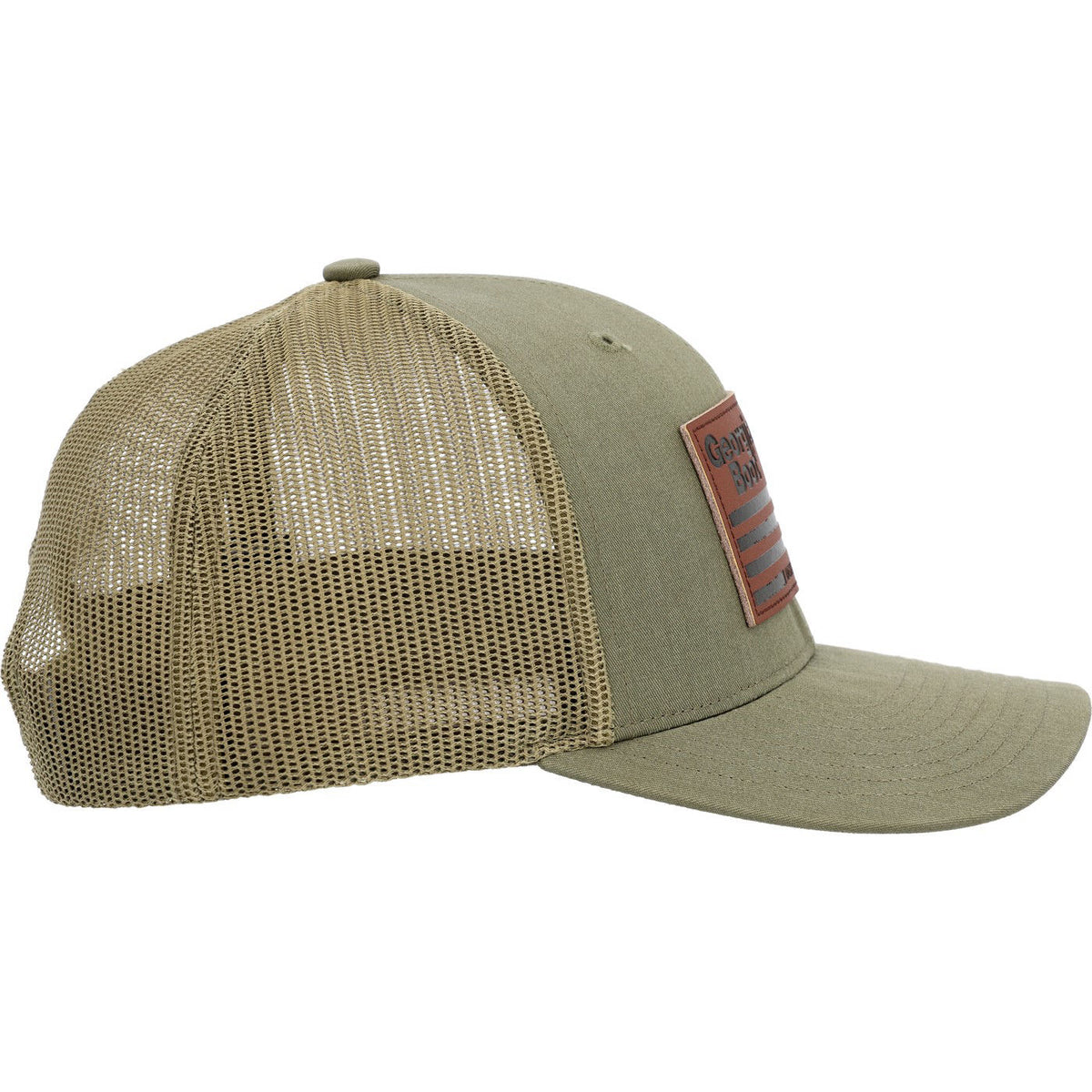 Georgia Boot Unisex Olive Green Leather Patch Trucker Hat