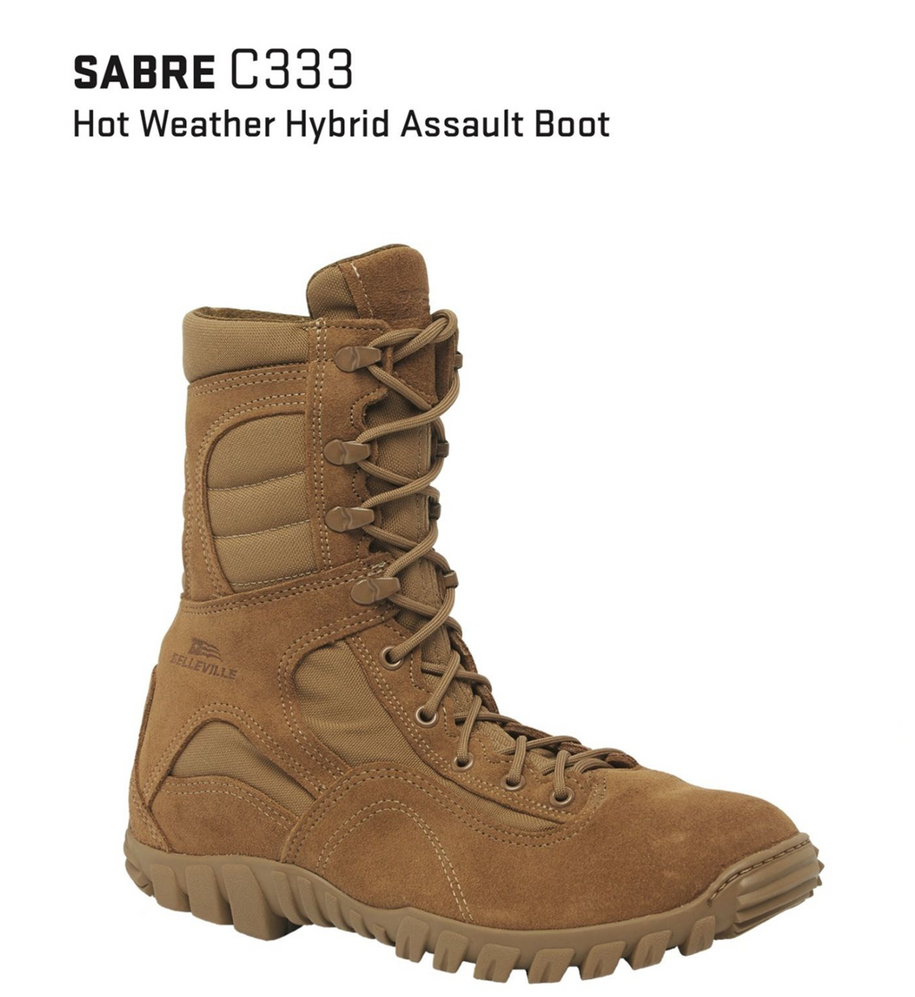 Belleville, Men's, 8", SABRE, C333, Hot Weather Hybrid Assault Boot, Coyote, 4, Regular, C333 040R