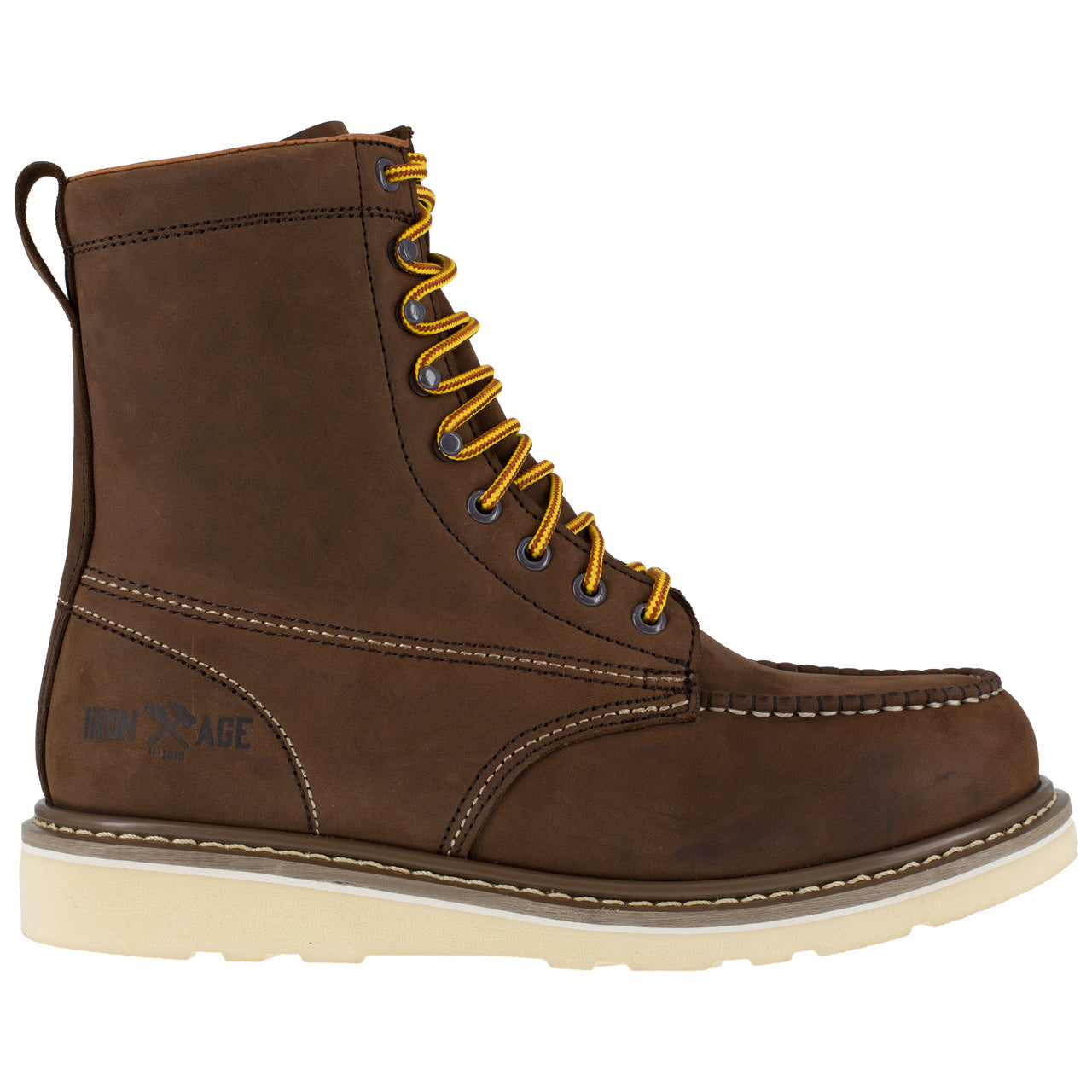 Iron Age Reinforcer 8" Brown Wedge Work Steel Toe Boots IA5081