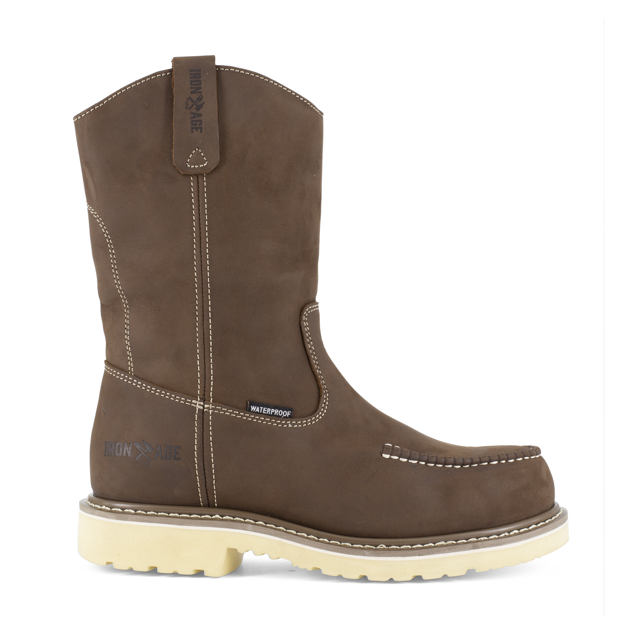 Iron Age Brown 11" Pull-On Work Boot COMP Toe Boots IA5093